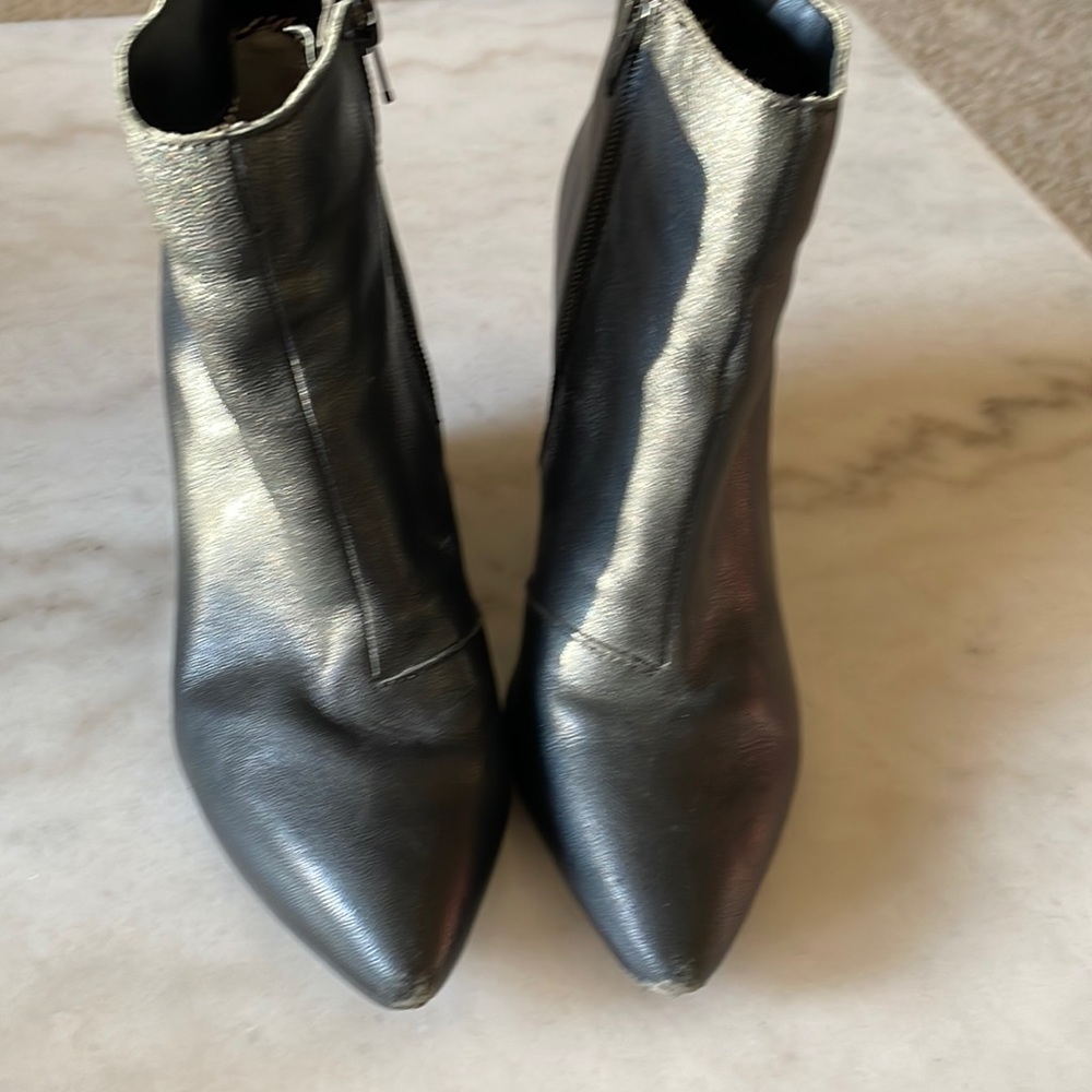 Black leather booties